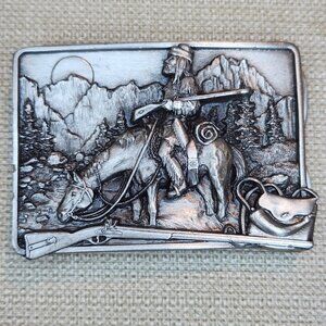 Vintage 1982 Siskiyou Mountain Man Western Cowboy Frontier Belt Buckle